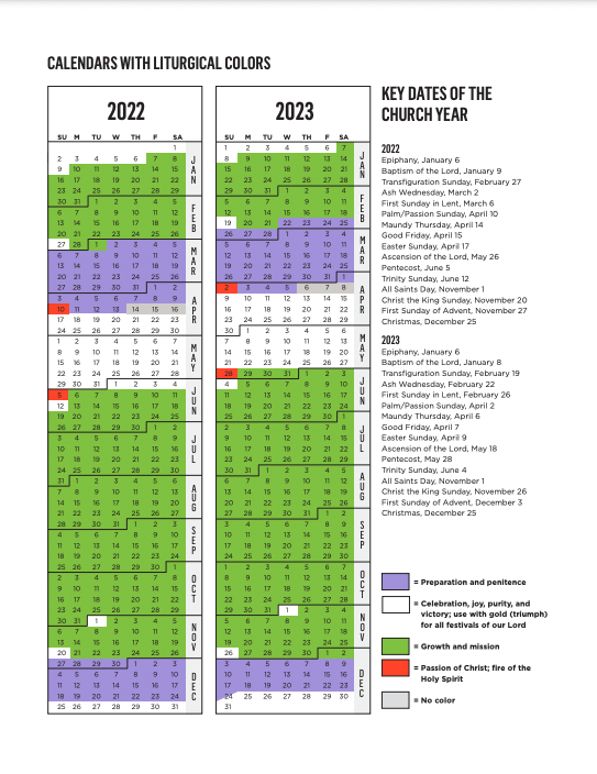 Presbyterian Liturgical Calendar 2023 Pdf - Printable Calendar 2023