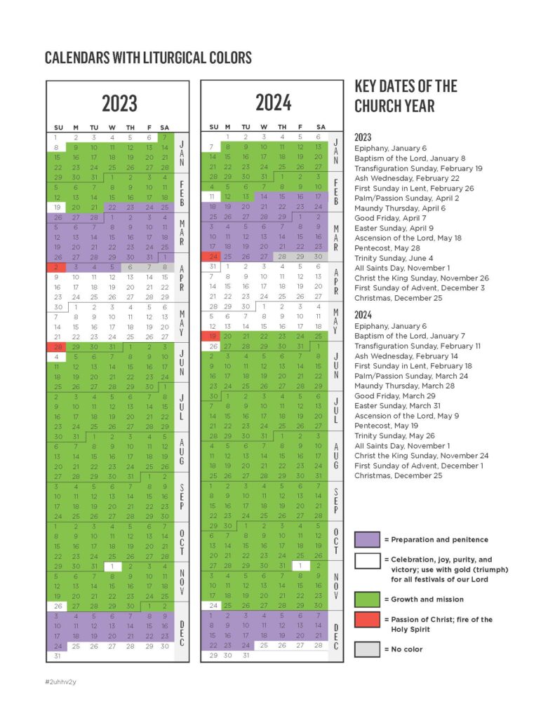 Calendario del Plan Litúrgico de la RCA Iglesia Reformada en América